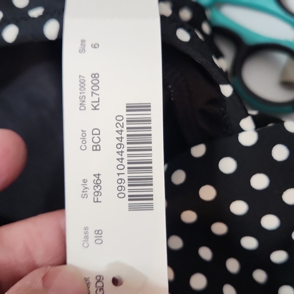 J. CREW black with white polka dot off-the-shoulder one piece swimsuit - Picture 6 of 6